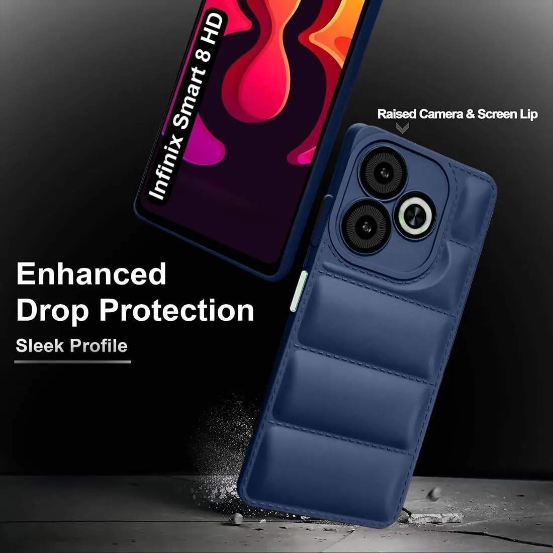 Micvir Back Cover for Infinix SMART 8 HD (Blue, Camera Bump Protector, Plastic, Silicon, Pack of: 1) — image 4 of 5
