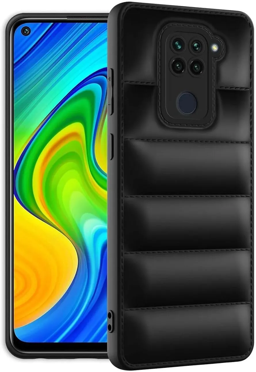 Micvir Back Cover for Mi Redmi Note 9 (Black, Camera Bump Protector, Plastic, Silicon, Pack of: 1)