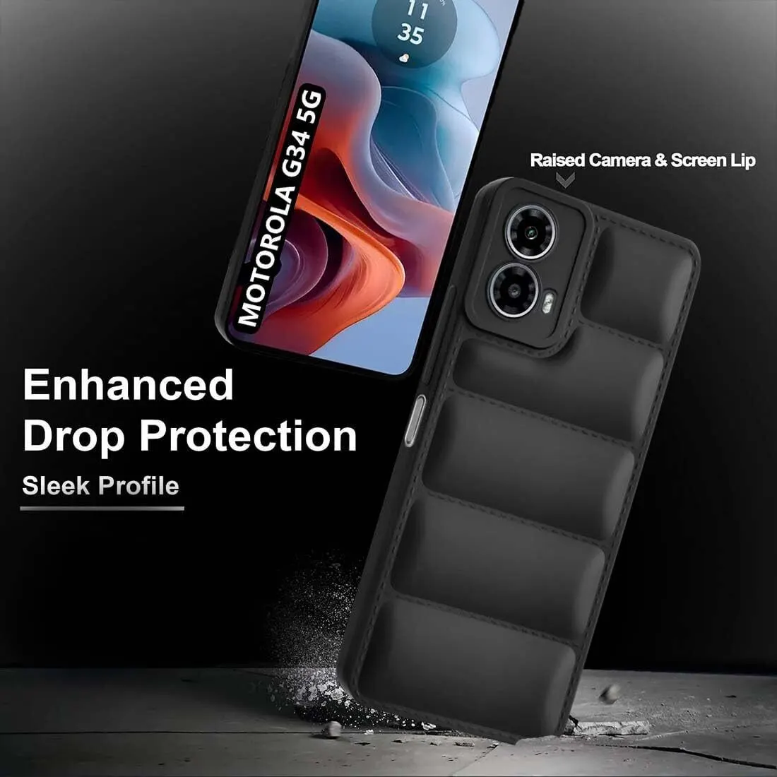 Micvir Back Cover for Motorola Moto G34 5G (Black, Camera Bump Protector, Pack of: 1) — image 4 of 5