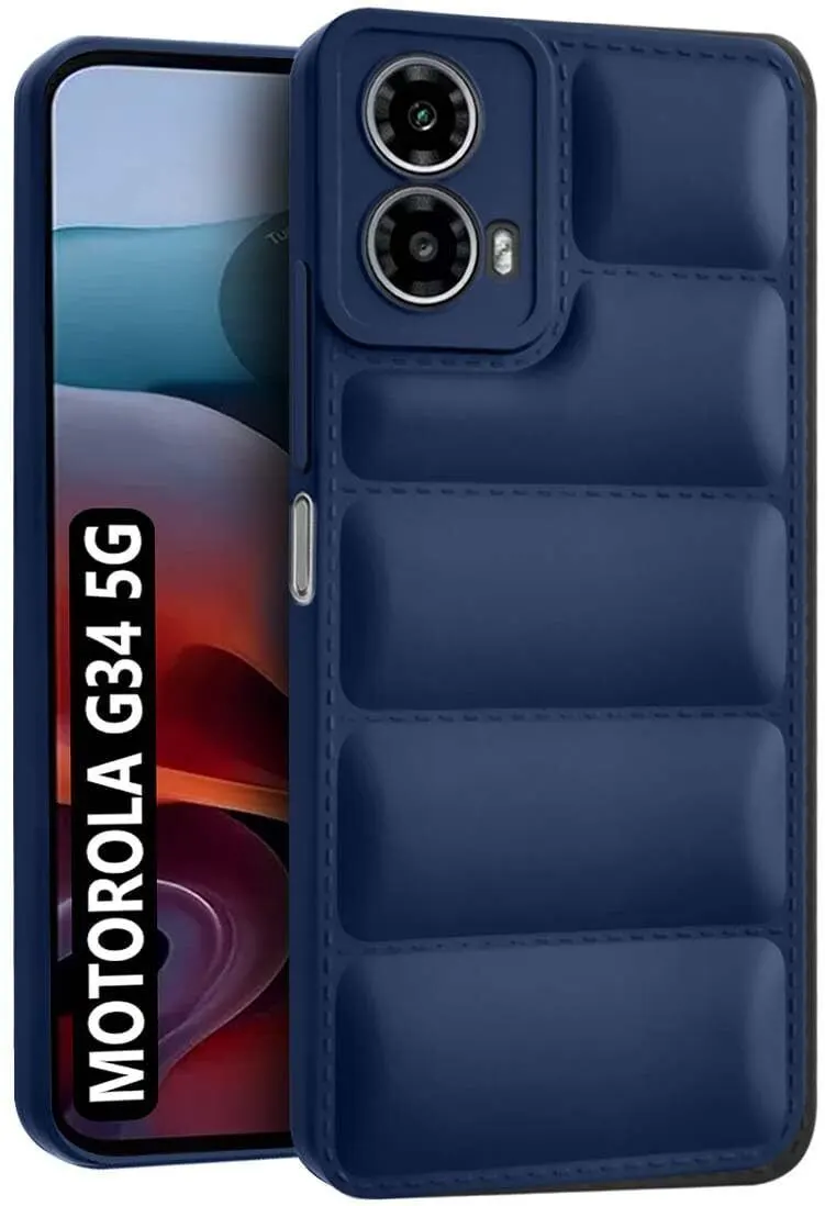 Micvir Back Cover for Motorola Moto G34 5G (Blue, Camera Bump Protector, Pack of: 1)