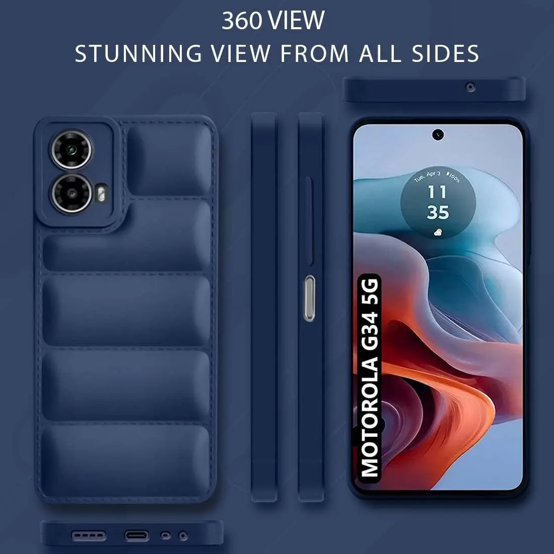 Micvir Back Cover for Motorola Moto G34 5G (Blue, Camera Bump Protector, Pack of: 1) — image 5 of 5