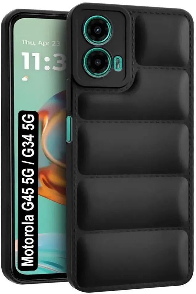 Micvir Back Cover for MOTOROLA g45 5G (Black, Camera Bump Protector, Plastic, Silicon, Pack of: 1)