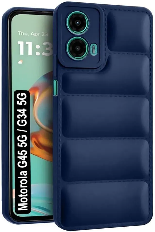 Micvir Back Cover for MOTOROLA g45 5G (Blue, Camera Bump Protector, Plastic, Silicon, Pack of: 1)