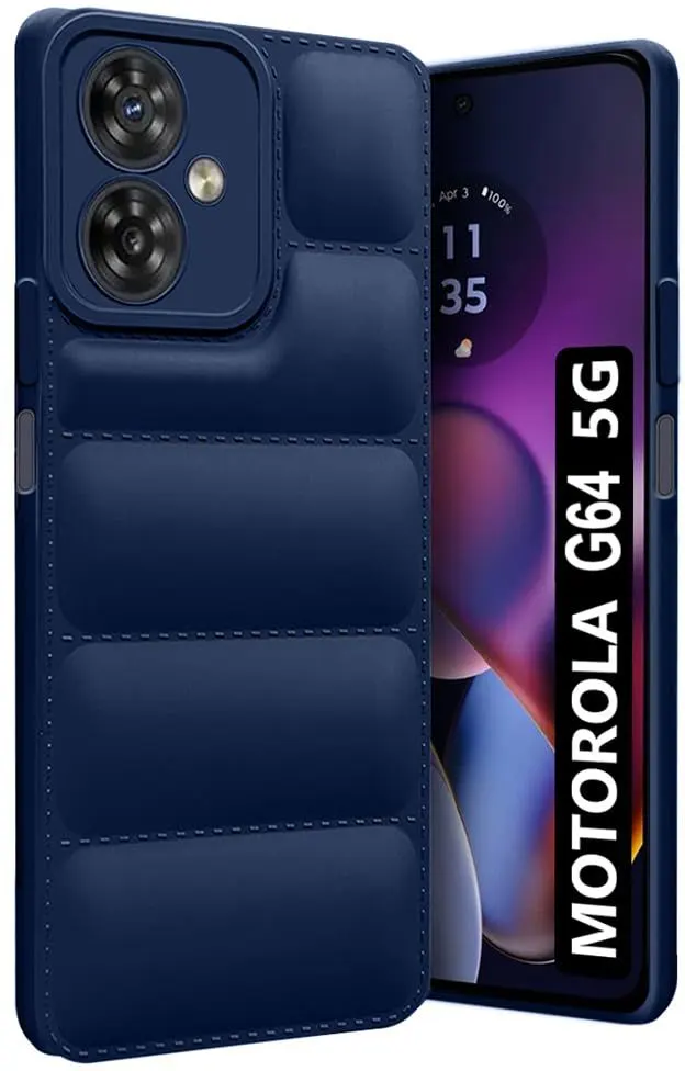 Micvir Back Cover for MOTOROLA g64 5G (Blue, Camera Bump Protector, Plastic, Silicon, Pack of: 1)