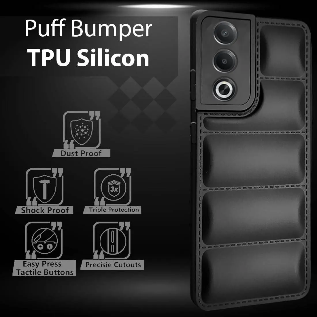 Micvir Back Cover for Oppo A3 Pro 5G (Black, Camera Bump Protector, Plastic, Silicon, Pack of: 1) — image 4 of 5