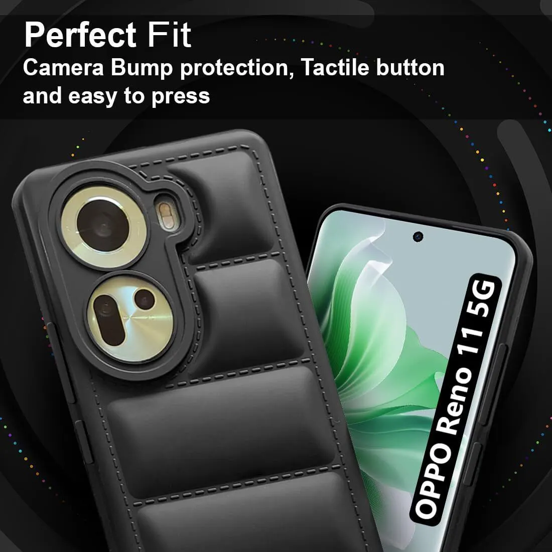 Micvir Back Cover for Oppo Reno 11 5G (Black, Camera Bump Protector, Plastic, Silicon, Pack of: 1) — image 2 of 5