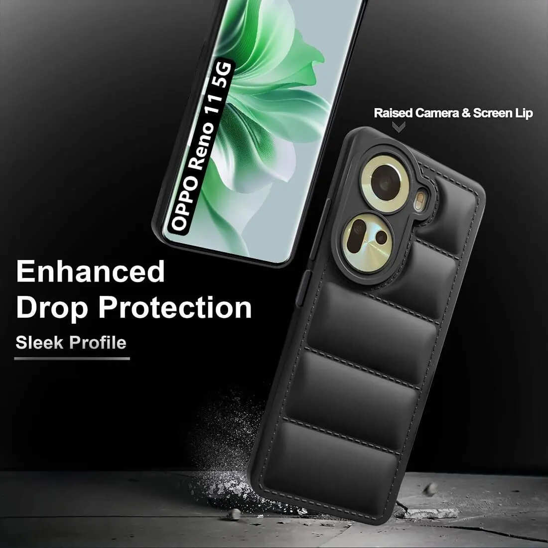 Micvir Back Cover for Oppo Reno 11 5G (Black, Camera Bump Protector, Plastic, Silicon, Pack of: 1) — image 4 of 5