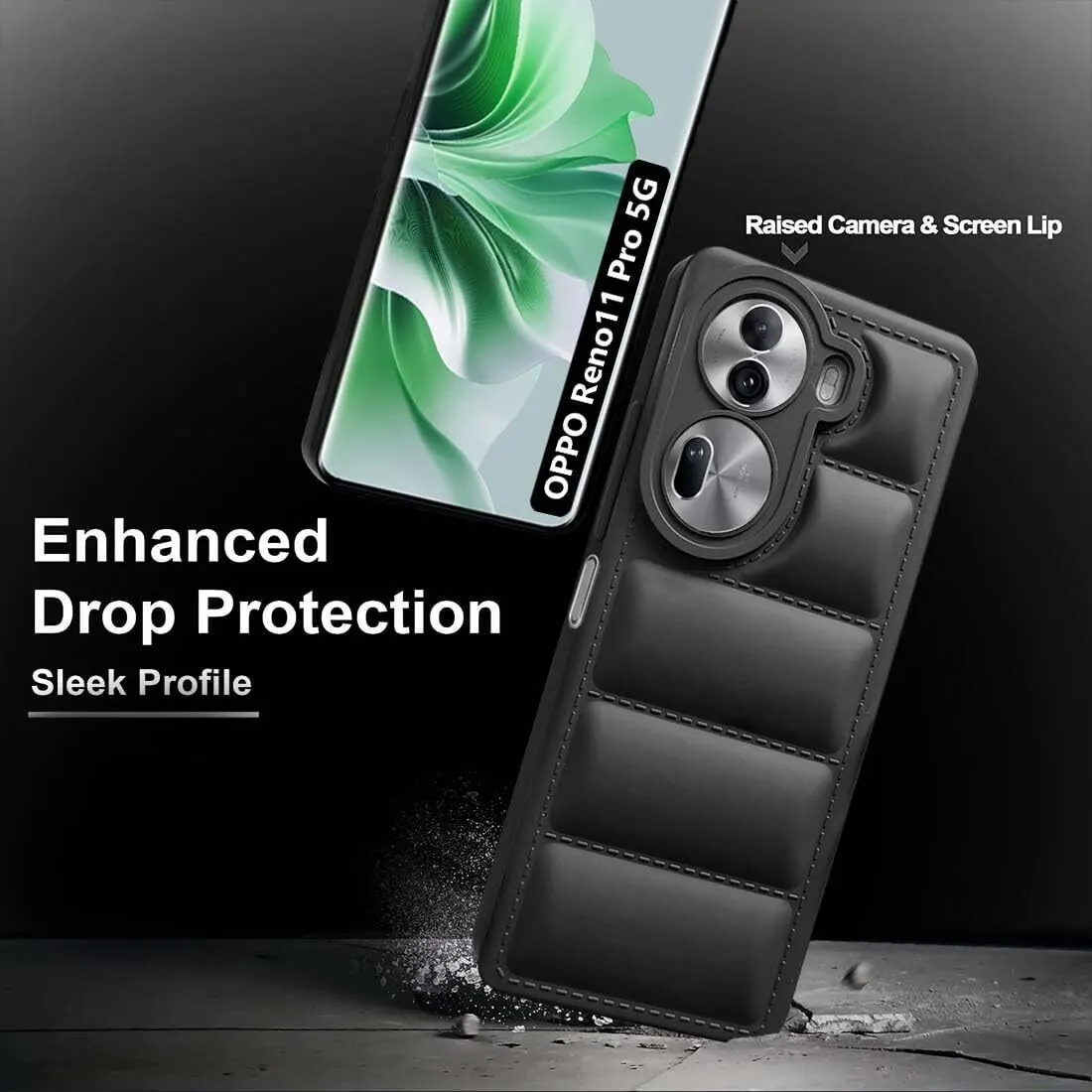 Micvir Back Cover for Oppo Reno 11 Pro 5G (Black, Camera Bump Protector, Plastic, Silicon, Pack of: 1) — image 2 of 5