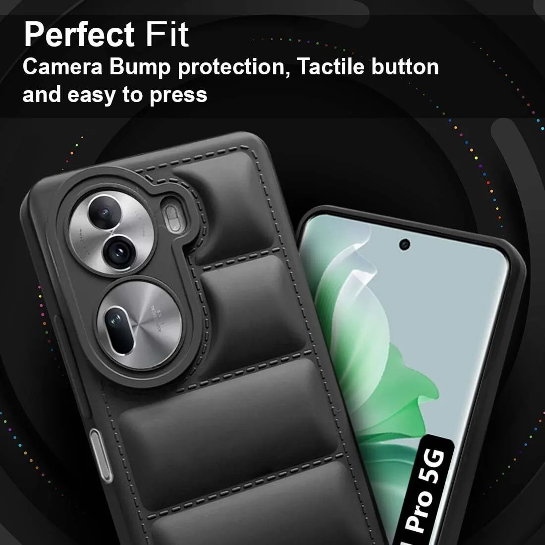 Micvir Back Cover for Oppo Reno 11 Pro 5G (Black, Camera Bump Protector, Plastic, Silicon, Pack of: 1) — image 3 of 5