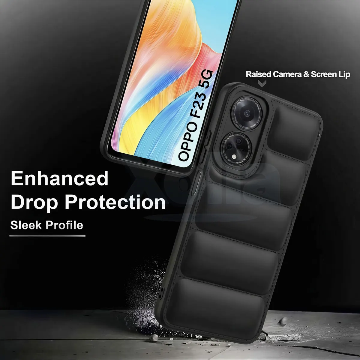 Xolia Back Cover for Oppo F23 5G (Black, Camera Bump Protector, Plastic, Silicon, Pack of: 1) — image 2 of 3