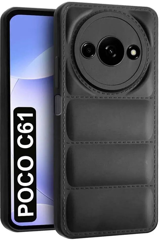 Micvir Back Cover for POCO C61 (Black, Camera Bump Protector, Pack of: 1)