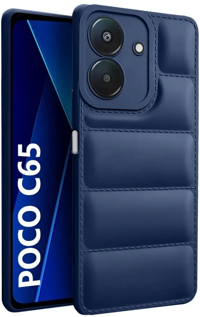 Micvir Back Cover for Poco C65 5G (Blue, Camera Bump Protector, Plastic, Silicon, Pack of: 1)