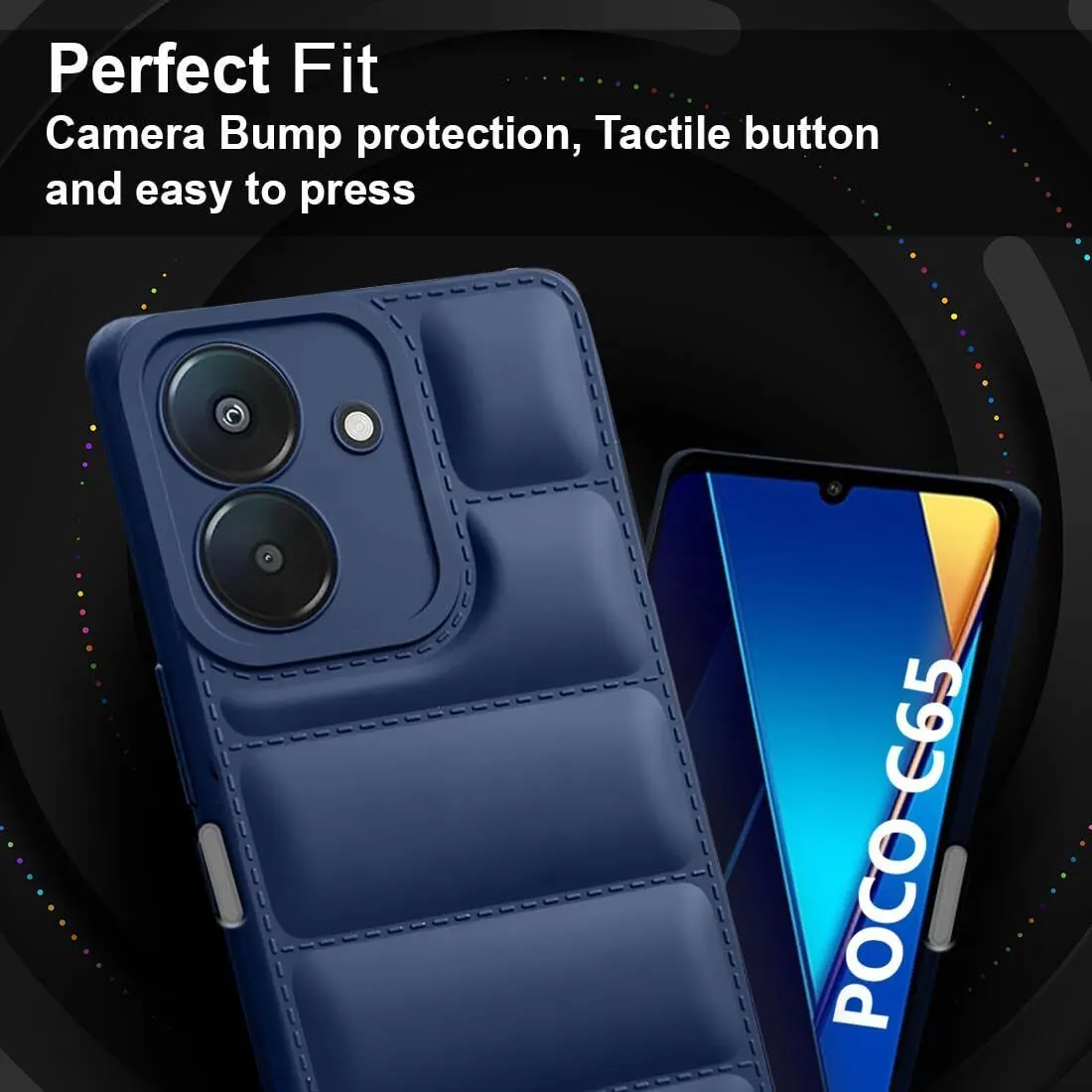 Micvir Back Cover for Poco C65 5G (Blue, Camera Bump Protector, Plastic, Silicon, Pack of: 1) — image 2 of 5