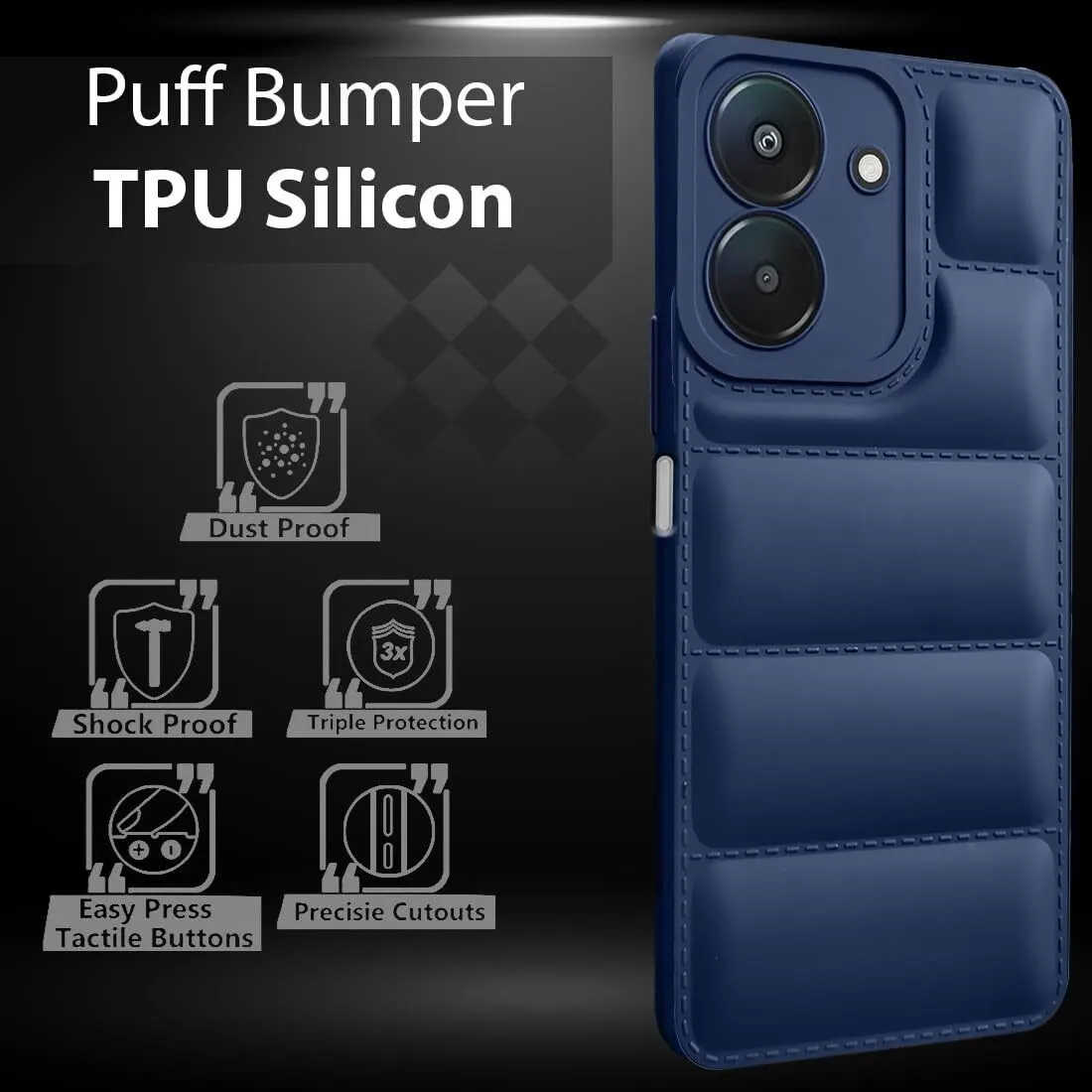 Micvir Back Cover for Poco C65 5G (Blue, Camera Bump Protector, Plastic, Silicon, Pack of: 1) — image 3 of 5