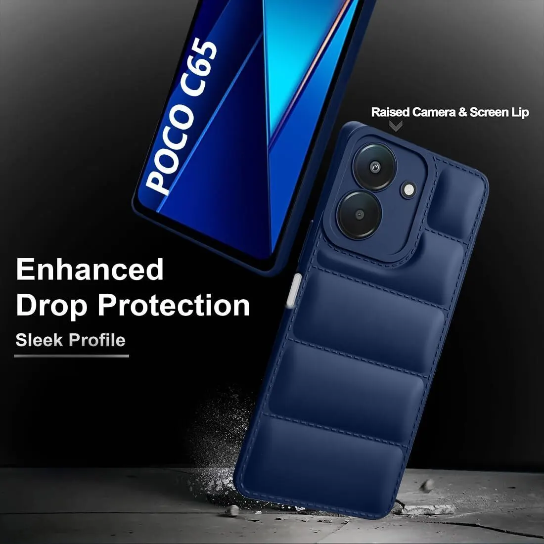 Micvir Back Cover for Poco C65 5G (Blue, Camera Bump Protector, Plastic, Silicon, Pack of: 1) — image 5 of 5