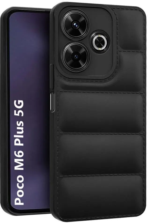 Micvir Back Cover for POCO M6 Plus 5G (Black, Camera Bump Protector, Pack of: 1)