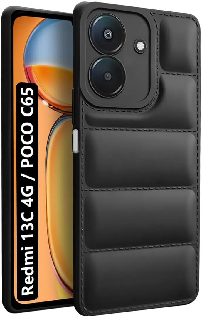 Micvir Back Cover for Redmi 13C 4G (Black, Camera Bump Protector, Plastic, Silicon, Pack of: 1)