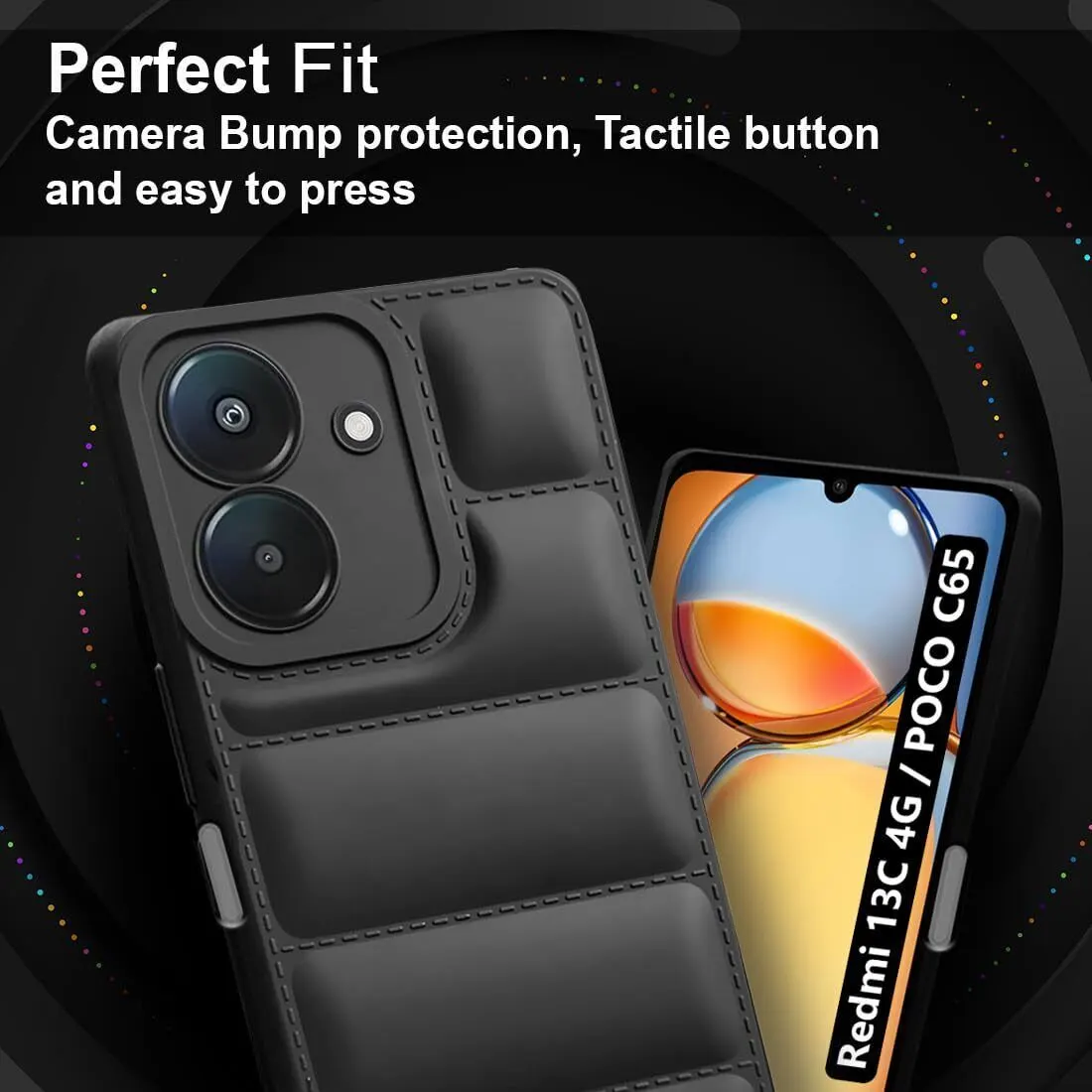 Micvir Back Cover for Redmi 13C 4G (Black, Camera Bump Protector, Plastic, Silicon, Pack of: 1) — image 2 of 5