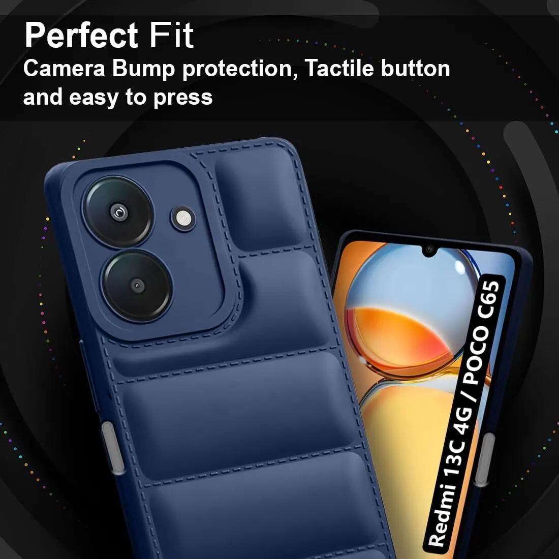 Micvir Back Cover for Redmi 13C 4G (Blue, Camera Bump Protector, Plastic, Silicon, Pack of: 1) — image 2 of 5