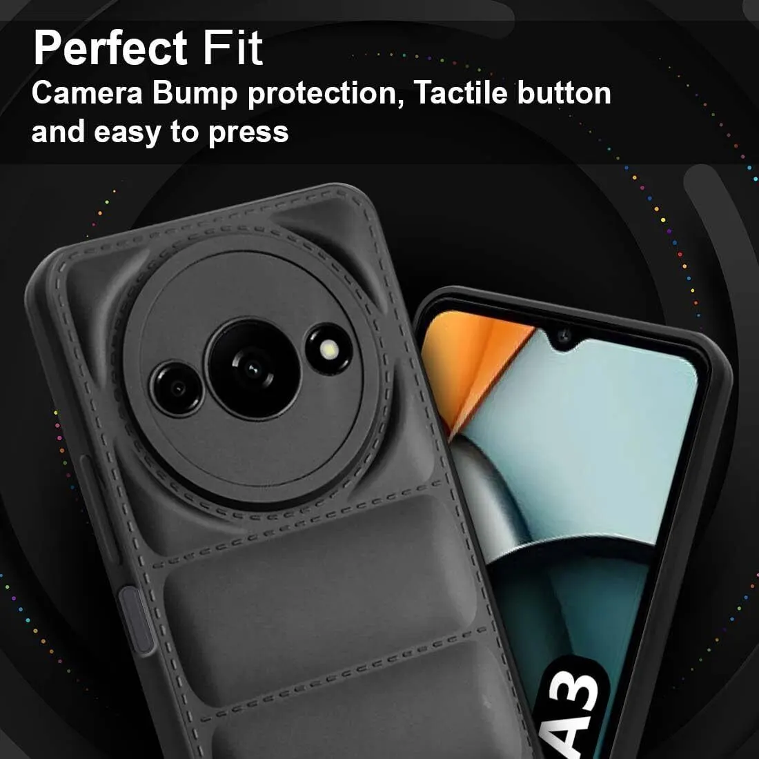 Micvir Back Cover for Redmi A3 (Black, Camera Bump Protector, Plastic, Silicon, Pack of: 1) — image 3 of 5