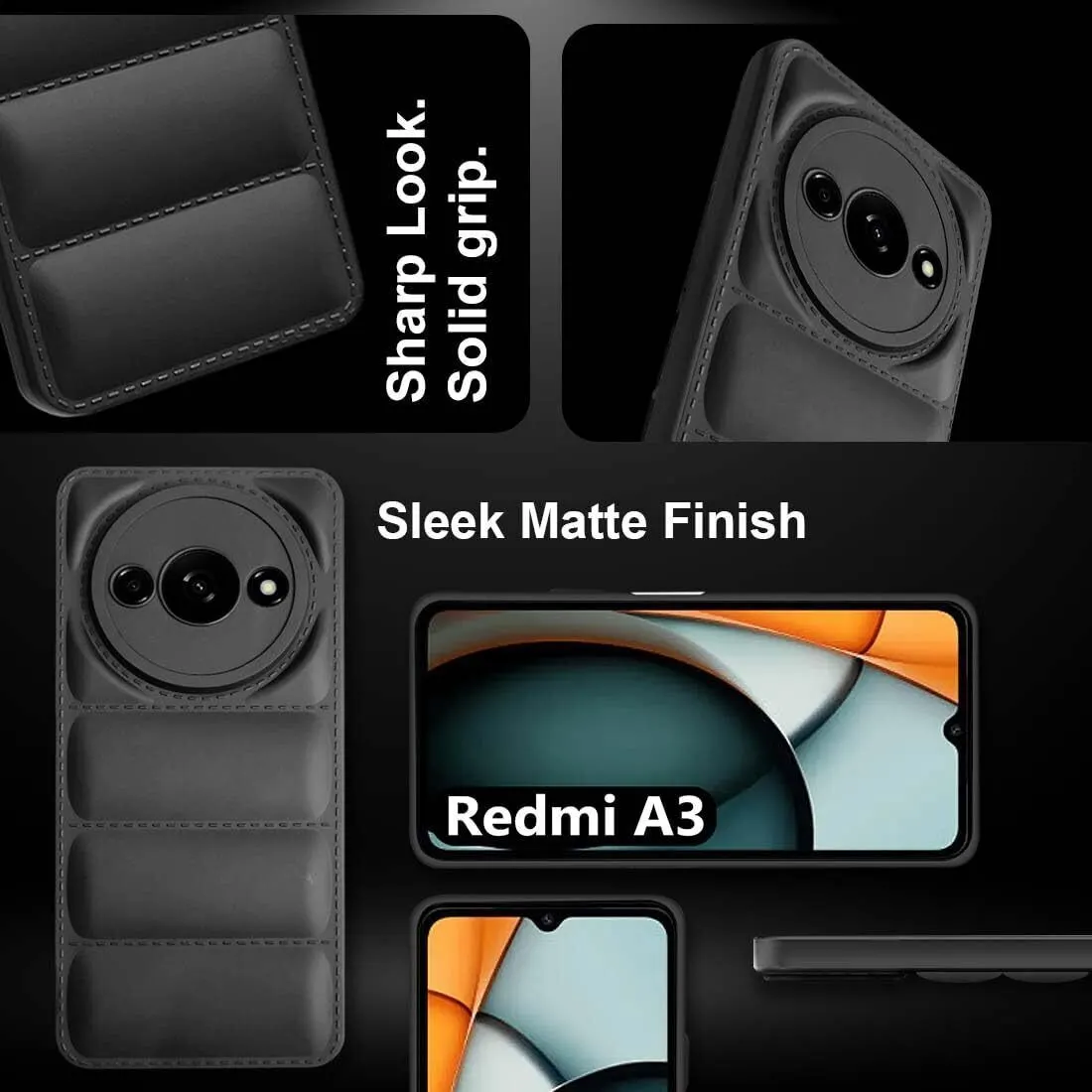 Micvir Back Cover for Redmi A3 (Black, Camera Bump Protector, Plastic, Silicon, Pack of: 1) — image 4 of 5
