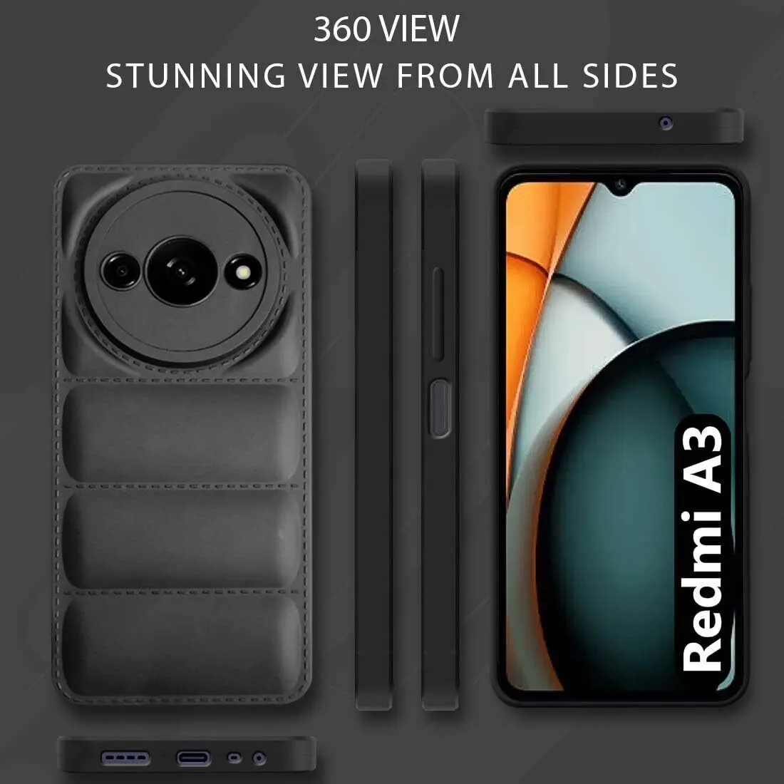Micvir Back Cover for Redmi A3 (Black, Camera Bump Protector, Plastic, Silicon, Pack of: 1) — image 5 of 5