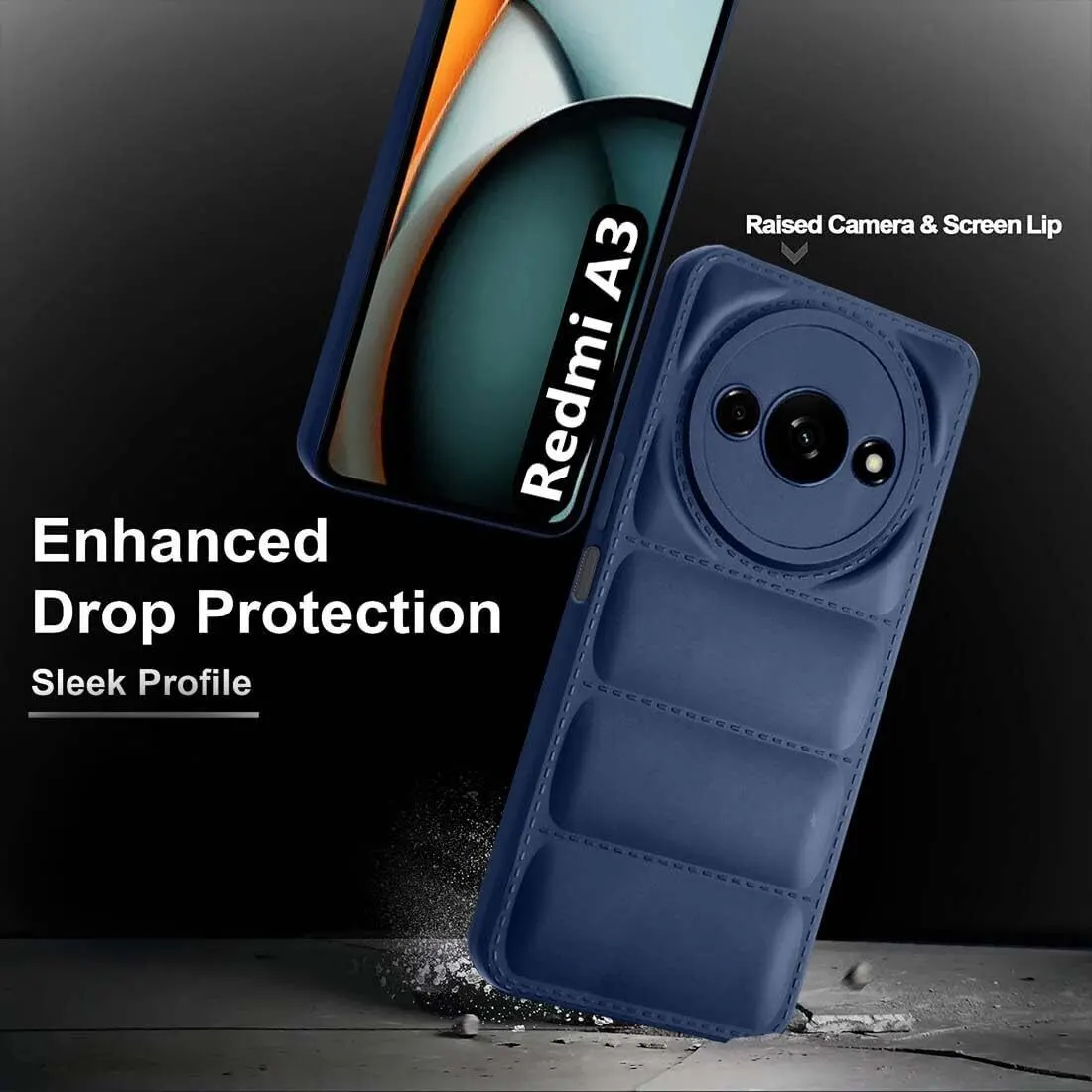 Micvir Back Cover for Redmi A3 (Blue, Camera Bump Protector, Plastic, Silicon, Pack of: 1) — image 2 of 5