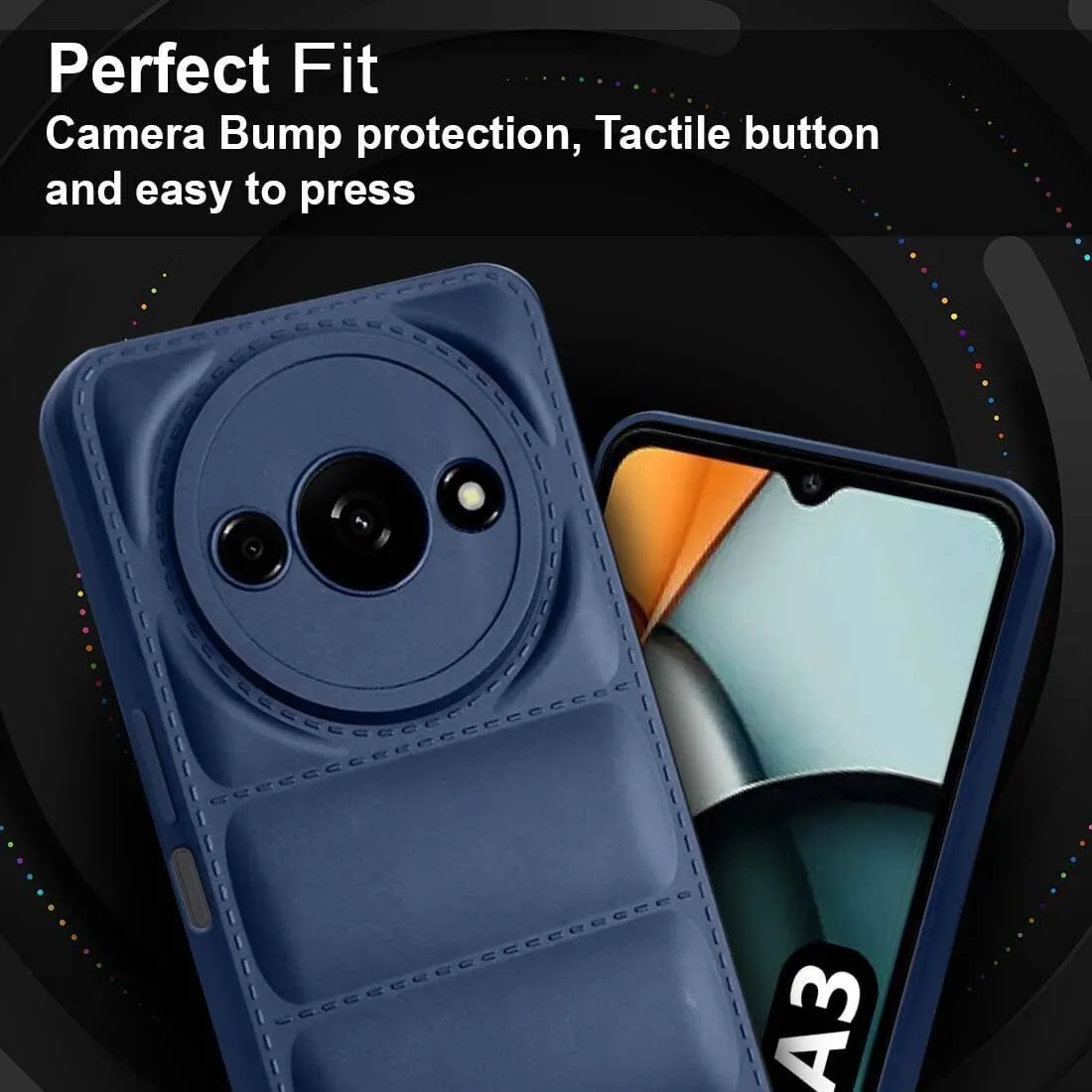 Micvir Back Cover for Redmi A3 (Blue, Camera Bump Protector, Plastic, Silicon, Pack of: 1) — image 3 of 5
