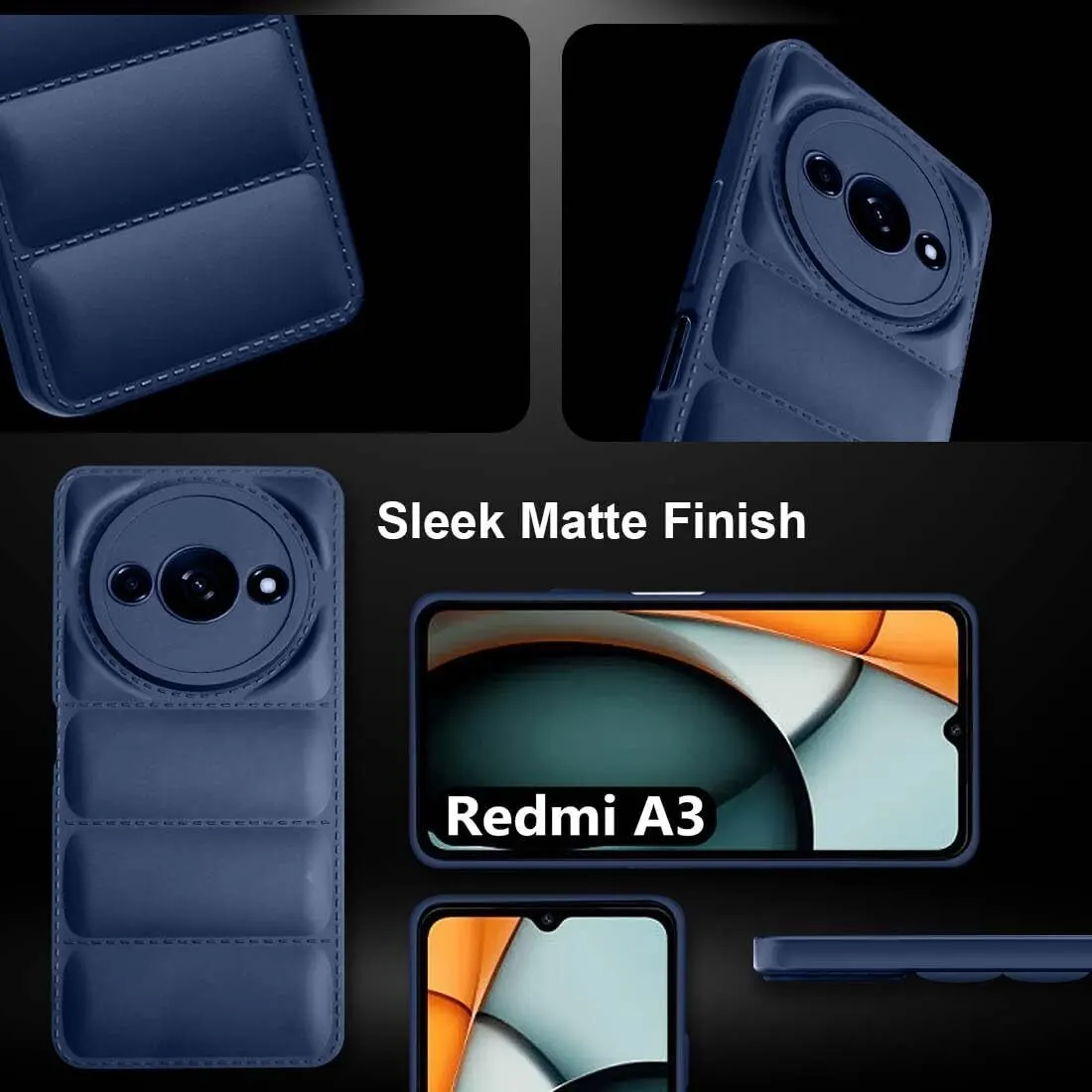 Micvir Back Cover for Redmi A3 (Blue, Camera Bump Protector, Plastic, Silicon, Pack of: 1) — image 4 of 5
