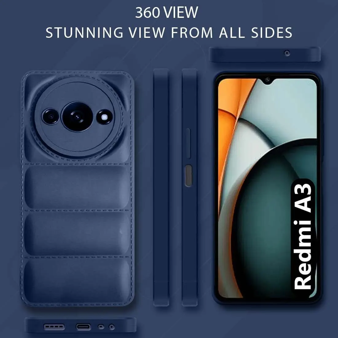 Micvir Back Cover for Redmi A3 (Blue, Camera Bump Protector, Plastic, Silicon, Pack of: 1) — image 5 of 5