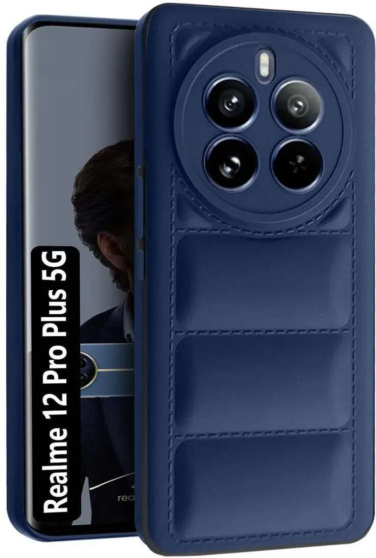 Micvir Back Cover for Realme 12 Plus 5G (Blue, Camera Bump Protector, Plastic, Silicon, Pack of: 1)