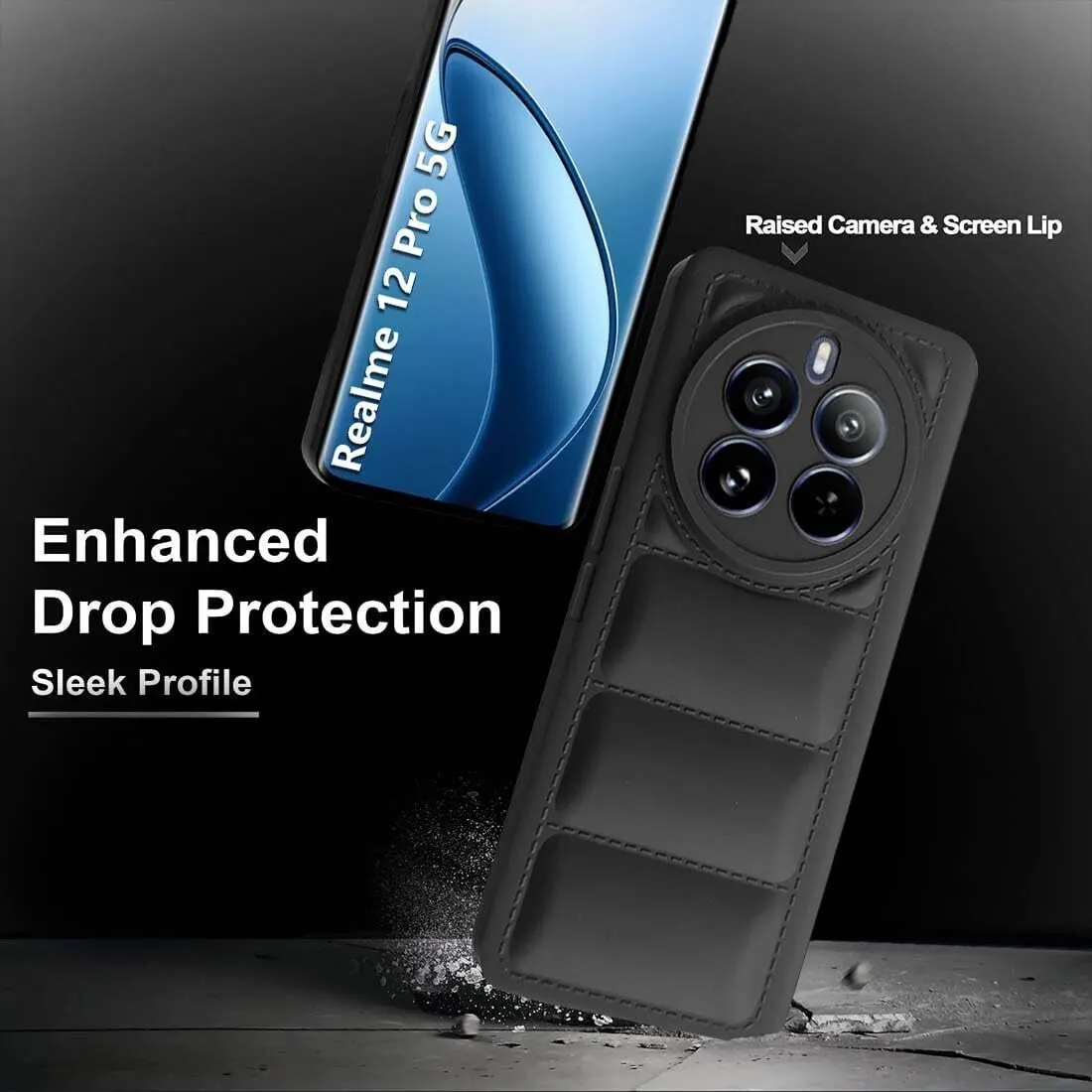 Micvir Back Cover for Realme 12 Pro Plus 5G (Black, Camera Bump Protector, Plastic, Silicon, Pack of: 1) — image 2 of 5