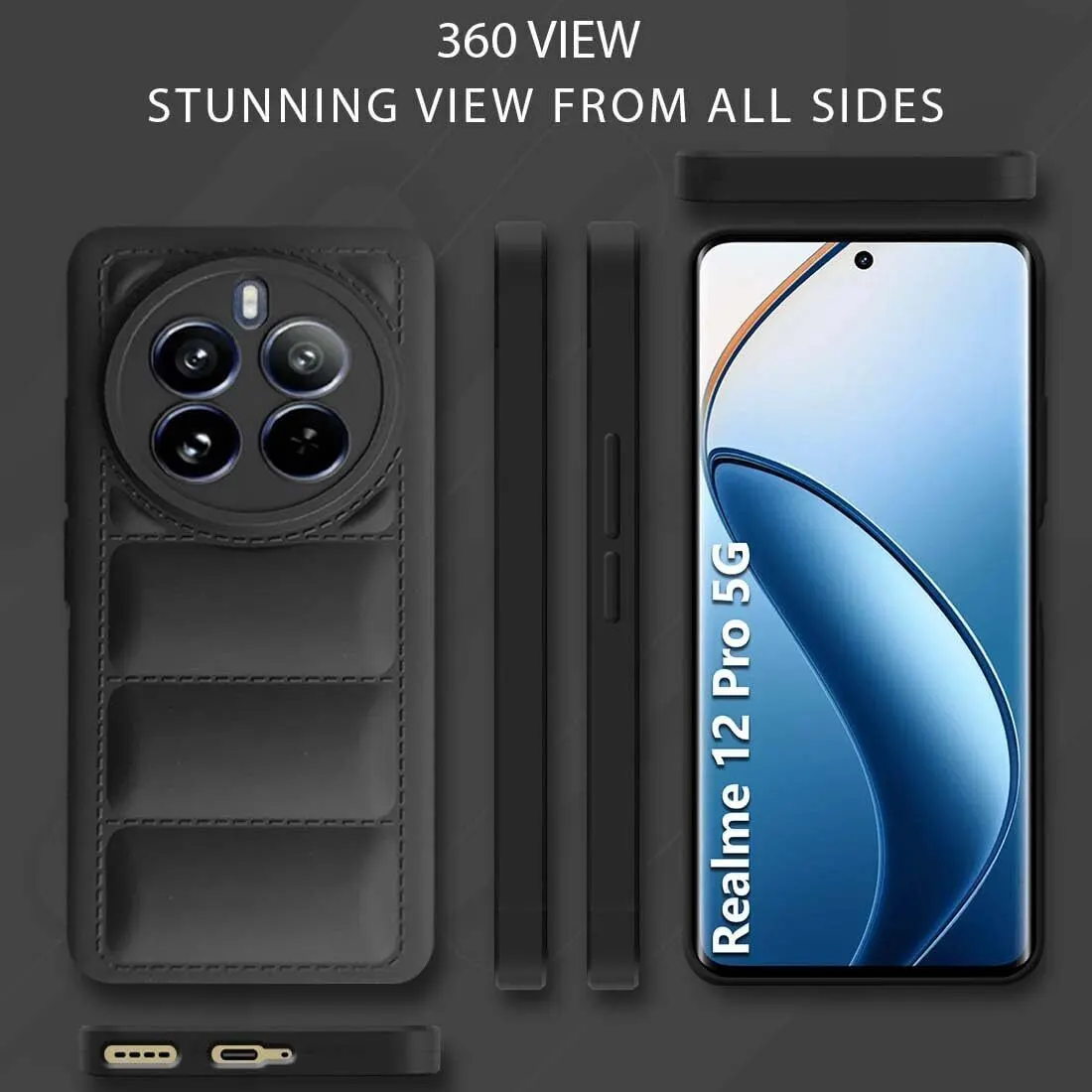 Micvir Back Cover for Realme 12 Pro Plus 5G (Black, Camera Bump Protector, Plastic, Silicon, Pack of: 1) — image 5 of 5