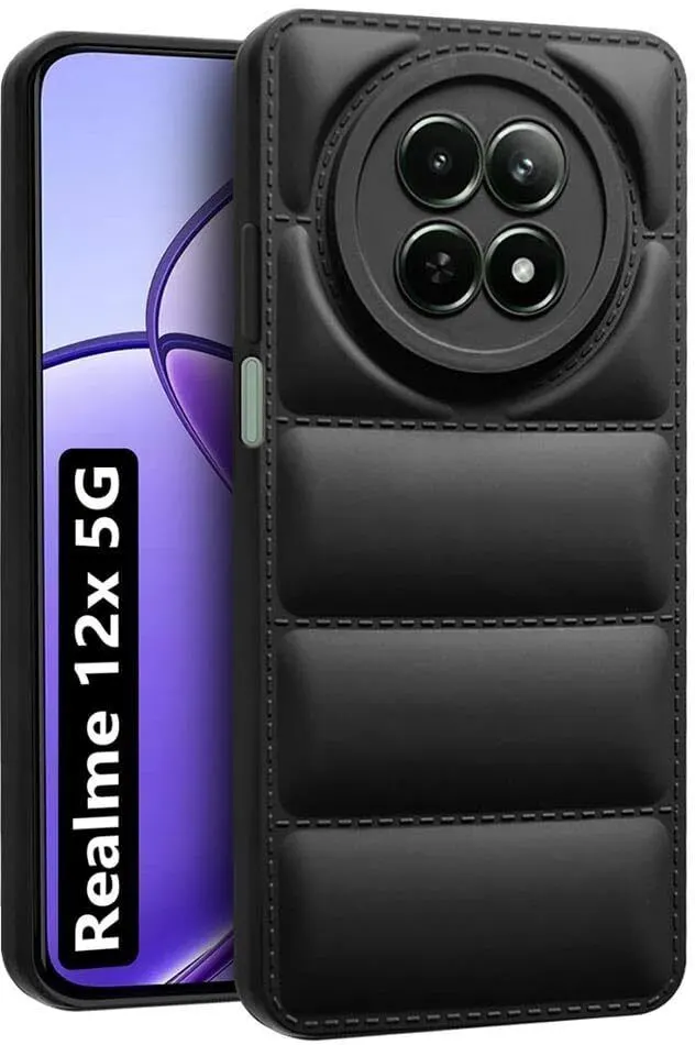 Micvir Back Cover for Realme 12x 5G (Black, Camera Bump Protector, Pack of: 1)