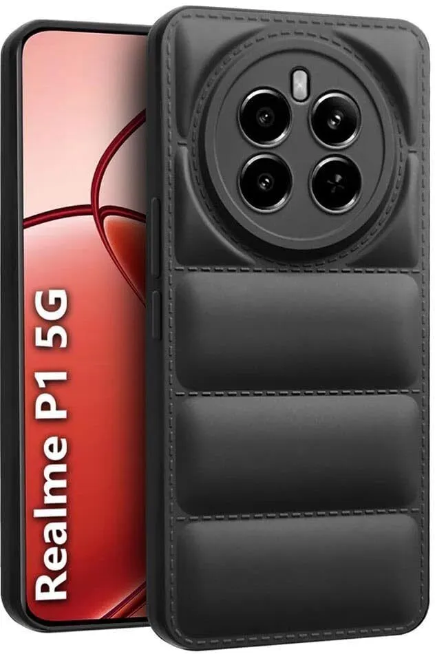 Micvir Back Cover for realme P1 5G (Black, Camera Bump Protector, Plastic, Silicon, Pack of: 1)
