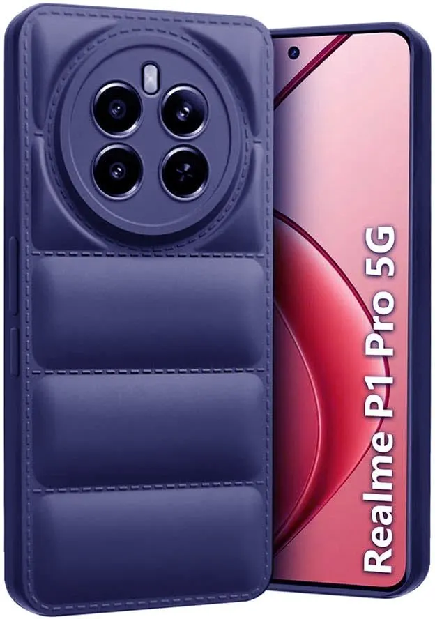 Micvir Back Cover for Realme P1 5G (Blue, Camera Bump Protector, Plastic, Silicon, Pack of: 1)