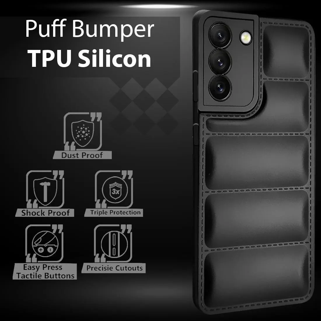Micvir Back Cover for Samsung Galaxy S21 FE 5G (Black, Camera Bump Protector, Plastic, Silicon, Pack of: 1) — image 3 of 5