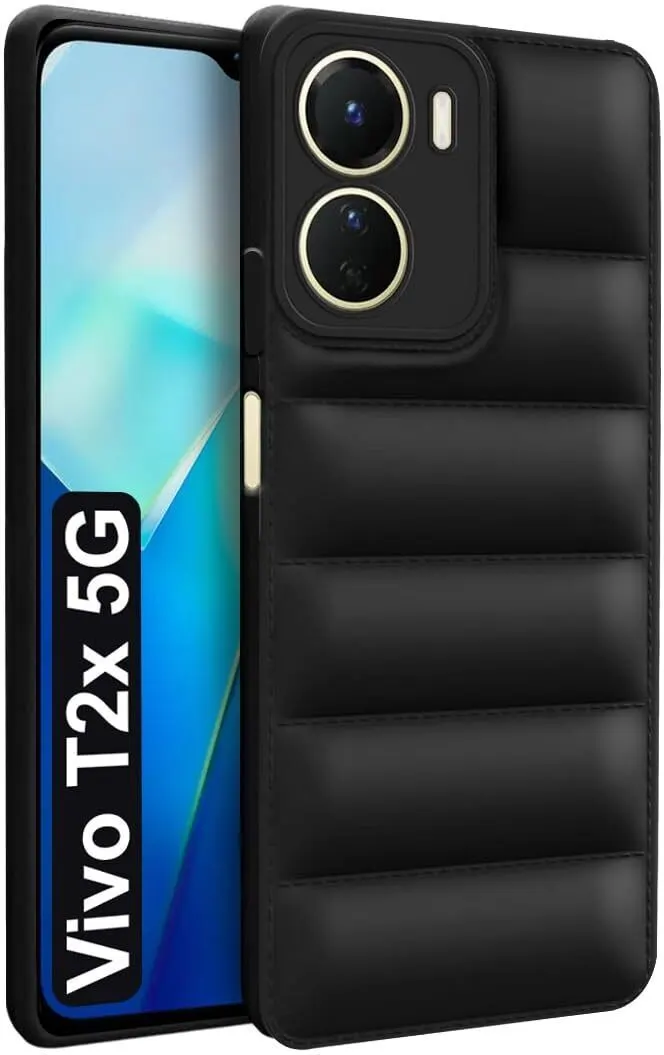 Micvir Back Cover for Vivo T2X 5G (Black, Camera Bump Protector, Plastic, Silicon, Pack of: 1)
