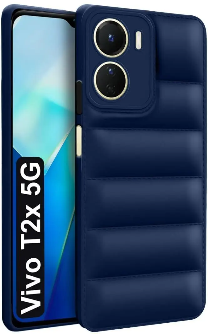 Micvir Back Cover for Vivo T2X 5G (Blue, Camera Bump Protector, Plastic, Silicon, Pack of: 1)