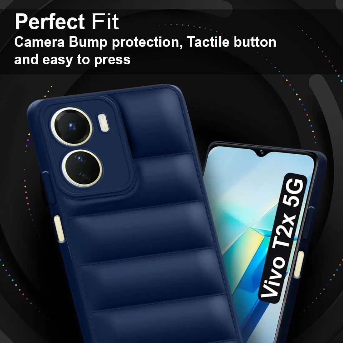 Micvir Back Cover for Vivo T2X 5G (Blue, Camera Bump Protector, Plastic, Silicon, Pack of: 1) — image 2 of 5