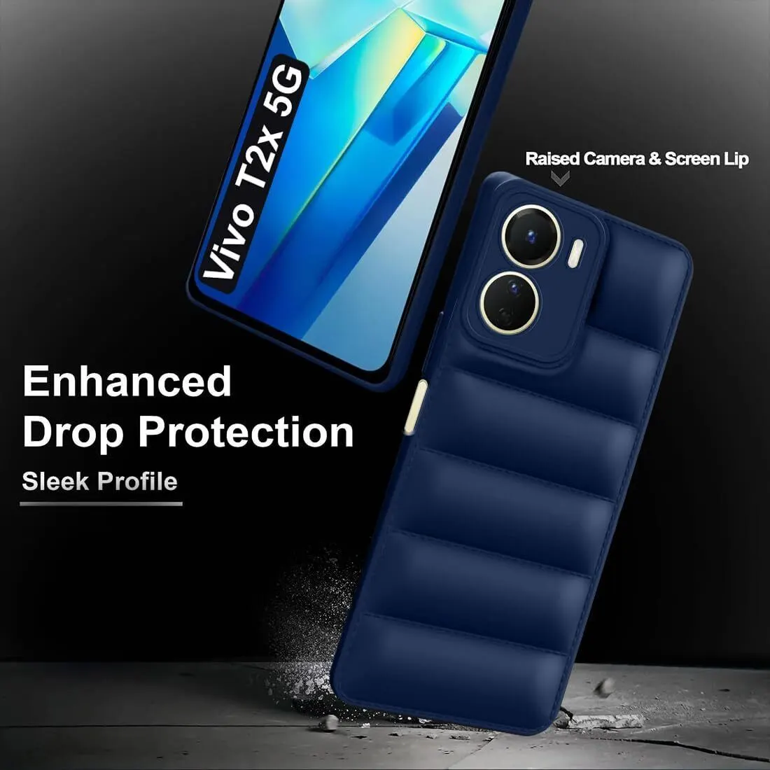 Micvir Back Cover for Vivo T2X 5G (Blue, Camera Bump Protector, Plastic, Silicon, Pack of: 1) — image 5 of 5