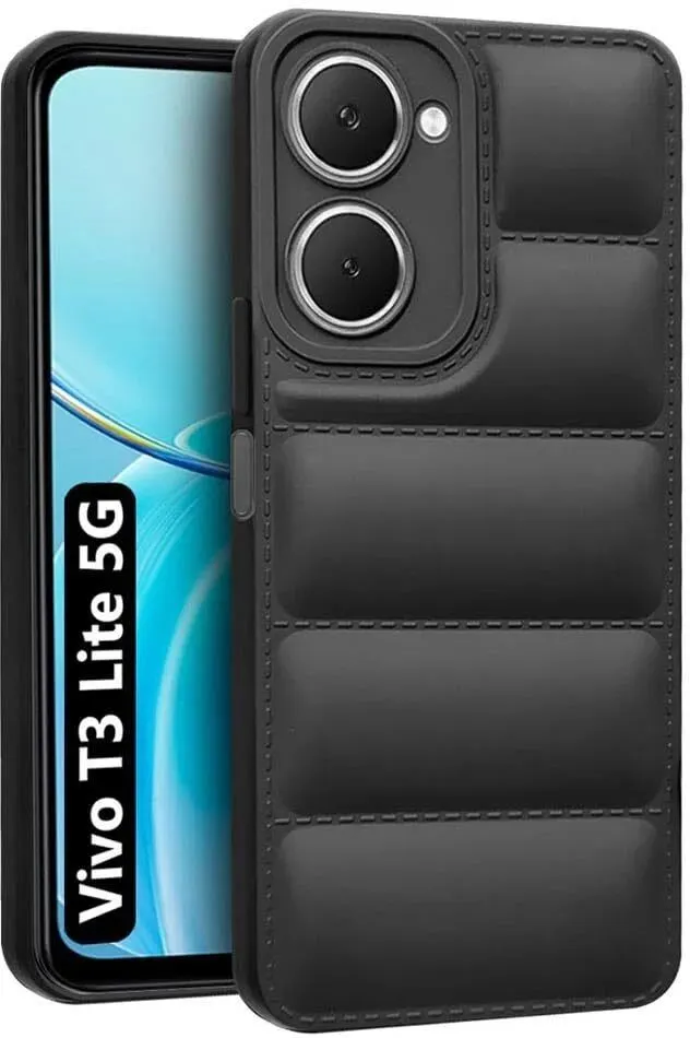 Micvir Back Cover for vivo T3 Lite 5G (Black, Camera Bump Protector, Plastic, Silicon, Pack of: 1)