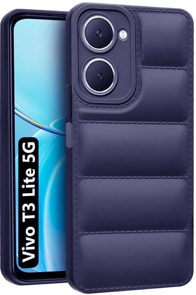 Micvir Back Cover for vivo T3 Lite 5G (Blue, Camera Bump Protector, Plastic, Silicon, Pack of: 1)
