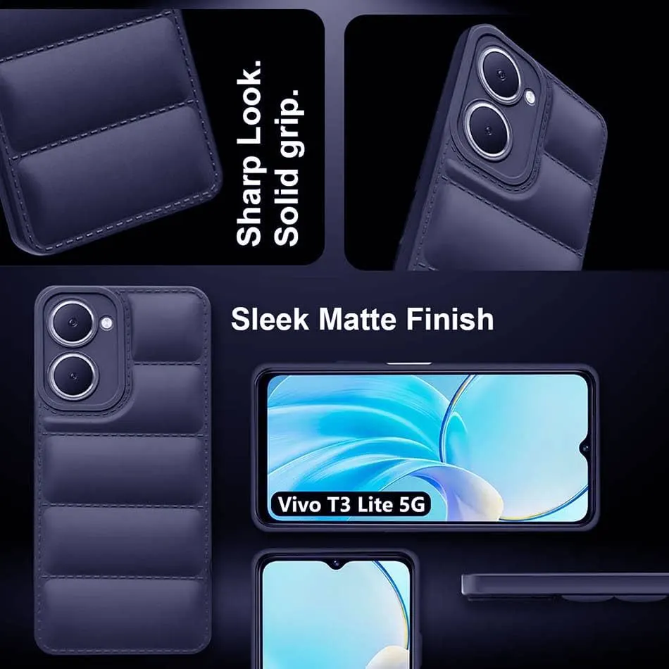 Micvir Back Cover for vivo T3 Lite 5G (Blue, Camera Bump Protector, Plastic, Silicon, Pack of: 1) — image 4 of 5