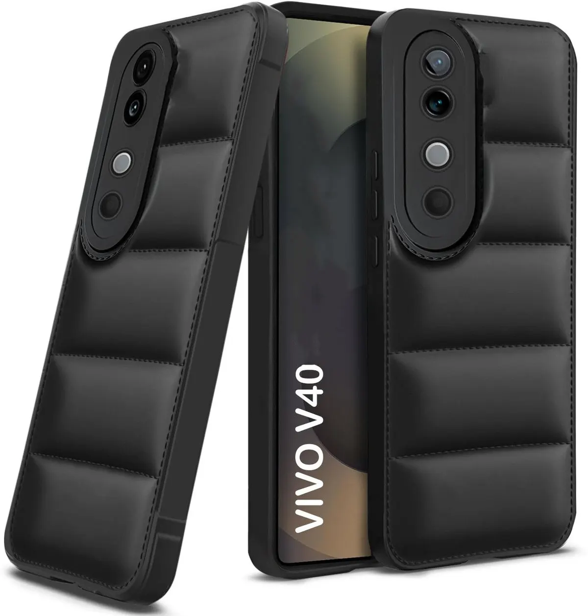 Micvir Back Cover for vivo V40 5G (Black, Camera Bump Protector, Plastic, Silicon, Pack of: 1)