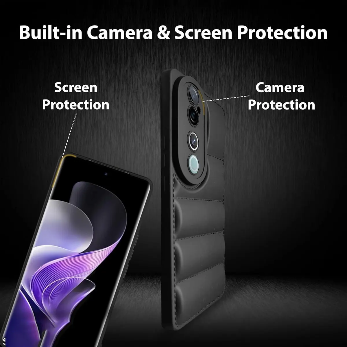 Micvir Back Cover for vivo V40 5G (Black, Camera Bump Protector, Plastic, Silicon, Pack of: 1) — image 3 of 4
