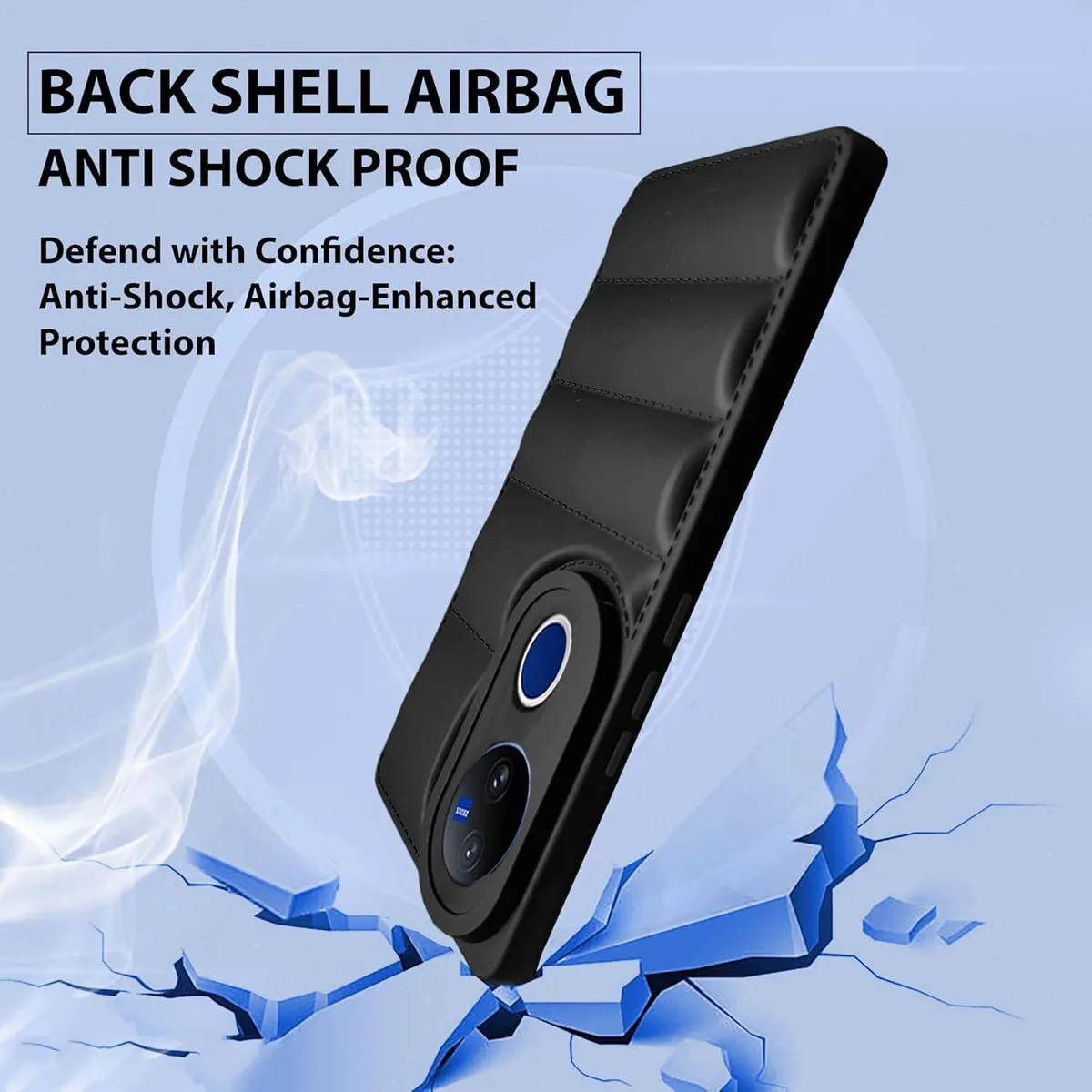 Micvir Back Cover for vivo V50 5G (Black, Camera Bump Protector, Plastic, Silicon, Pack of: 1) — image 2 of 4