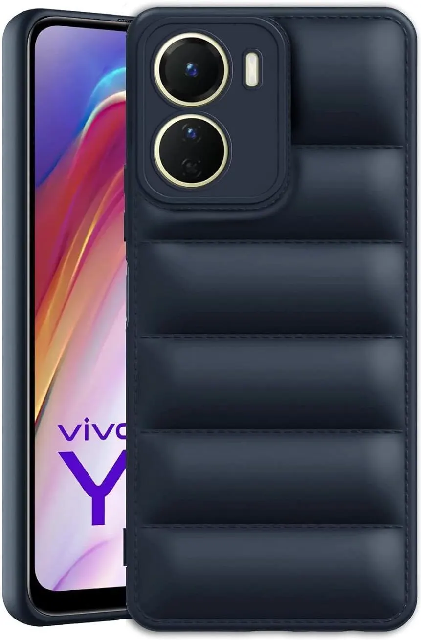 Micvir Back Cover for vivo Y16 (Blue, Camera Bump Protector, Plastic, Silicon, Pack of: 1)