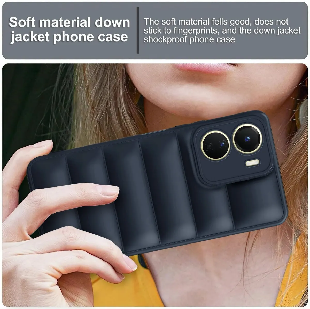 Micvir Back Cover for vivo Y16 (Blue, Camera Bump Protector, Plastic, Silicon, Pack of: 1) — image 3 of 4