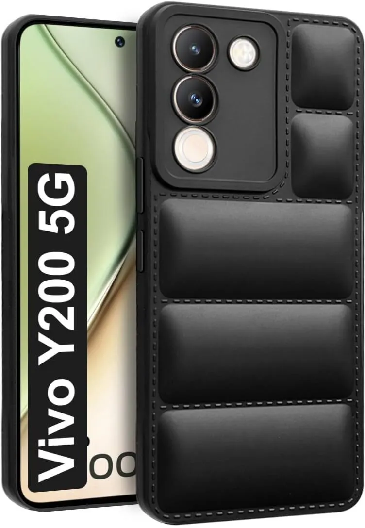 Micvir Back Cover for Vivo Y200 5G (Black, Camera Bump Protector, Plastic, Silicon, Pack of: 1)